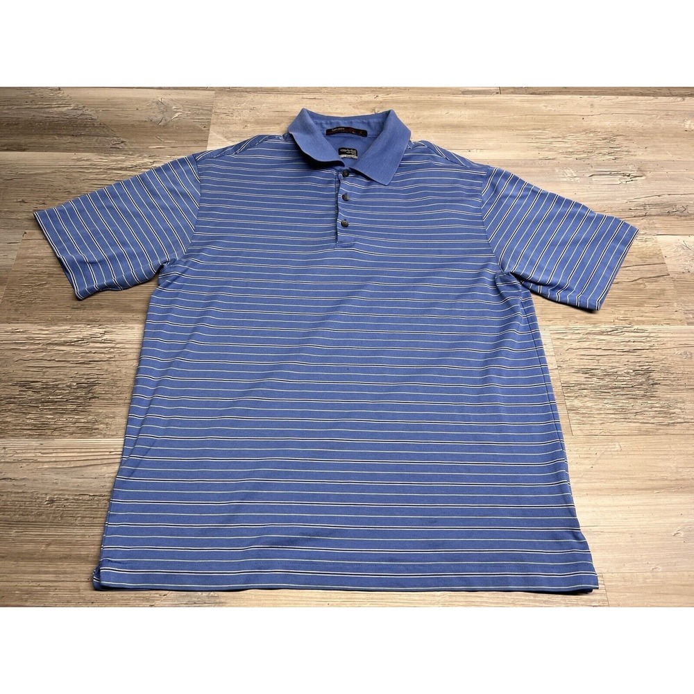 Nike Fit Dry Golf Polo Shirt Tiger Woods‎ Collection Size M Light Blue Stripe